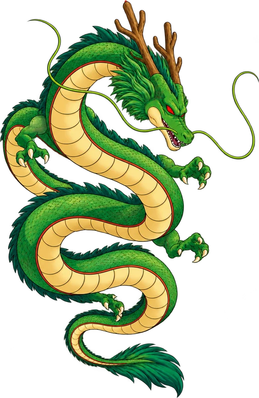 绿色神龙盘旋而起，回应集齐龙珠的冒险者